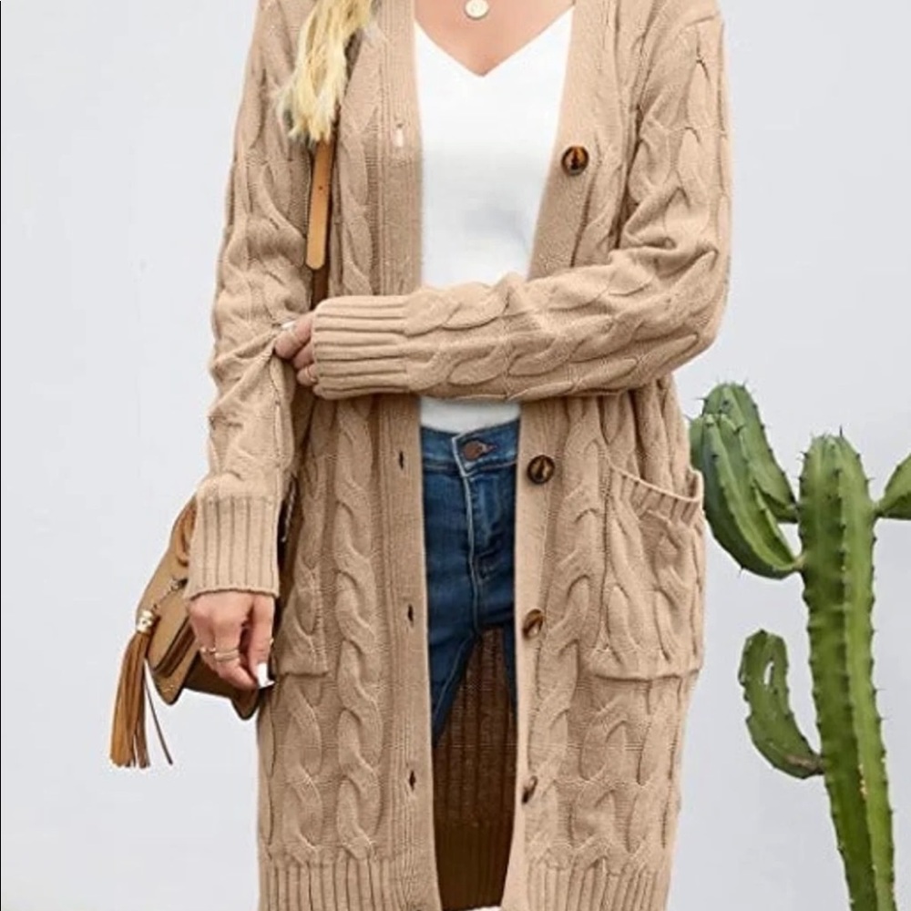 Merokeety Cable Knit Cardigan Sweater NWT